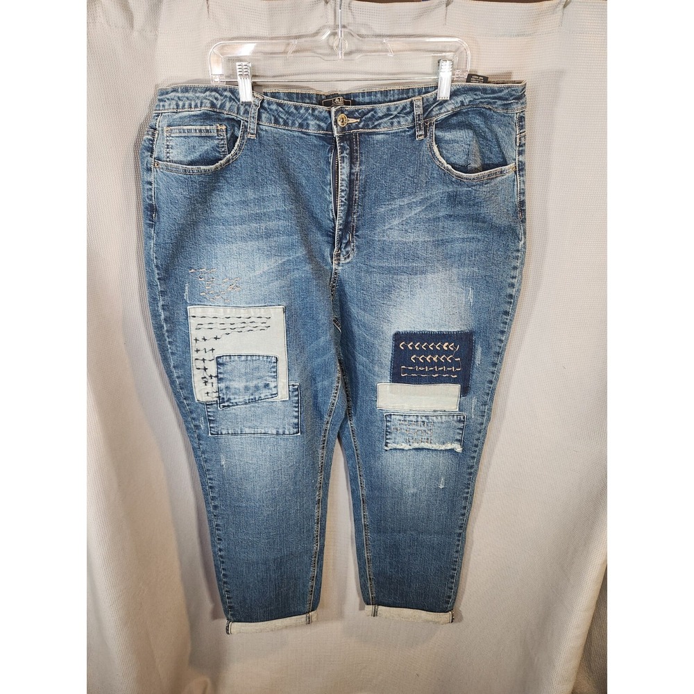 L&B Lucky & Blessed Womens Jeans Size 43 x 29.5‎ Cactus Patches New